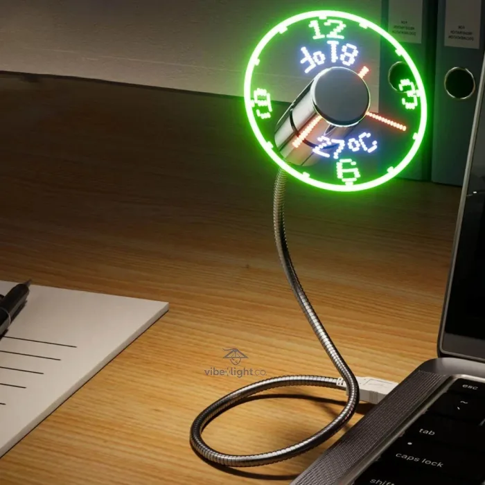 TimeGlow Ultra Quiet Desk Fan with Built In Clock Display for Bedroom ...