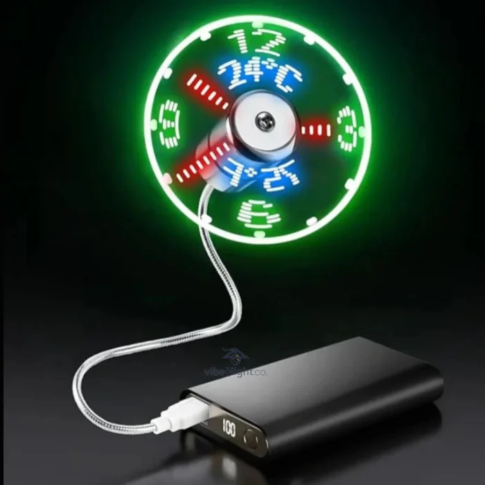 TimeGlow Ultra Quiet Desk Fan with Built In Clock Display for Bedroom ...