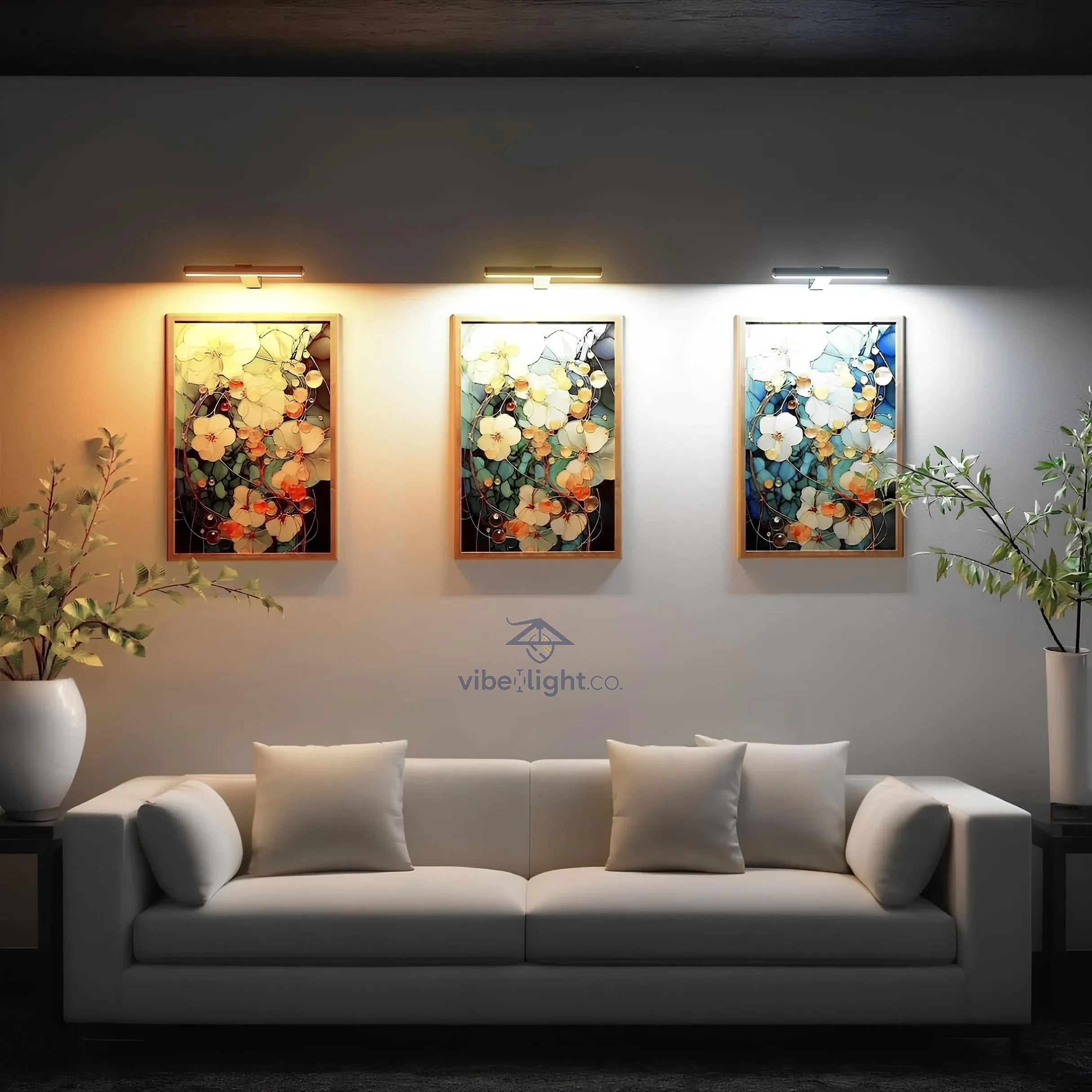 Cordless Battery Operated Modern Wall Art LED Light Fixture Decorative Lighting - Image 5