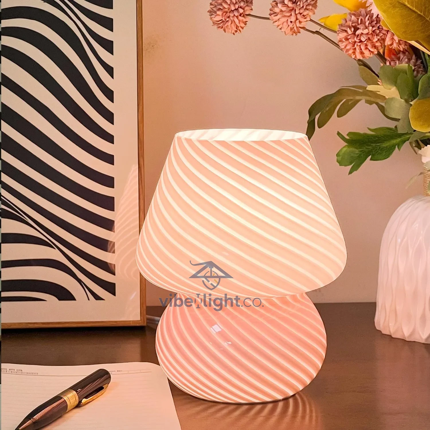 Verra Hand Blown Glass Decorative Table Lamp Light Fixture - Image 3