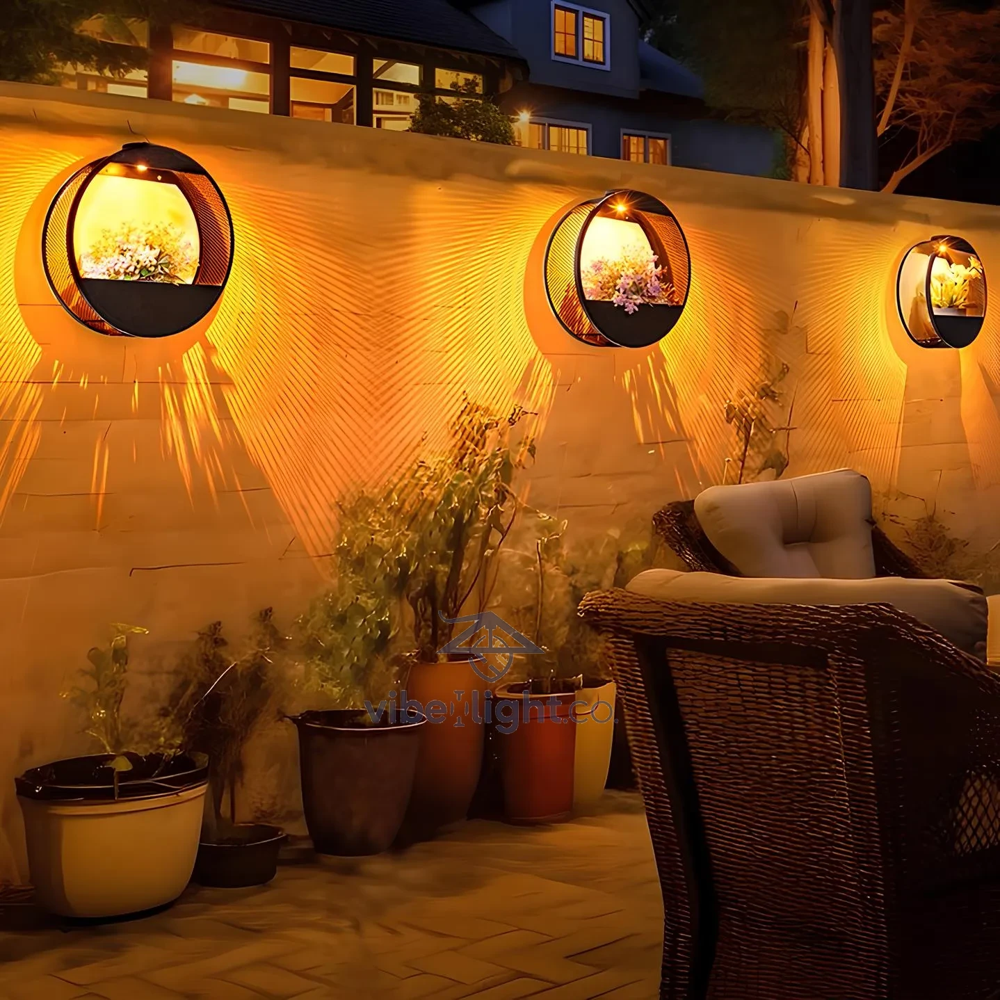 Solar Powered Outdoor Garden Wall Mounted Pot Light Decorative Lighting - Image 3