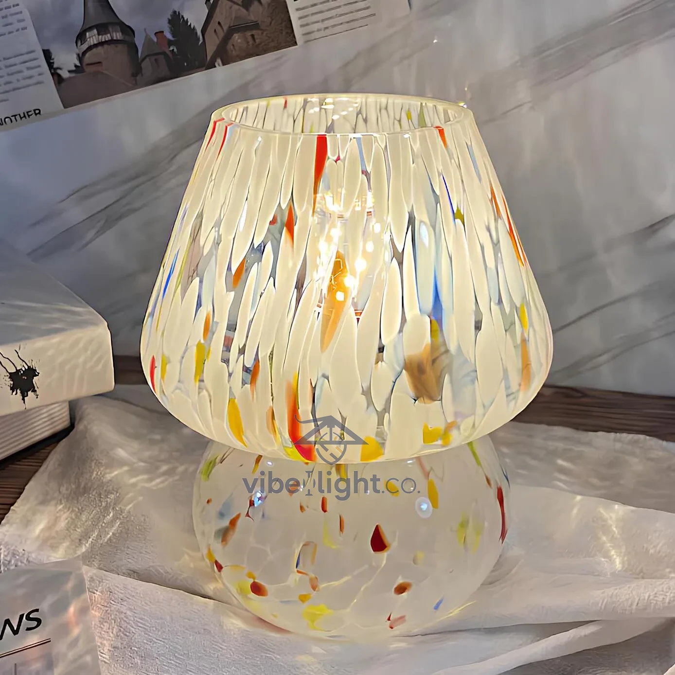 Verra Hand Blown Glass Decorative Table Lamp Light Fixture - Image 4